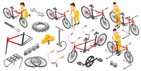 Bicycle Service Isometric Set