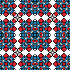 The geometric pattern is seamless. Background of abstract ornament. Template for design on wrapping paper