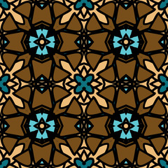 The geometric pattern is seamless. Background of abstract ornament. Template for design on wrapping paper