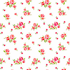 Seamless pattern of simple roses. Watercolor illustration, handmade.