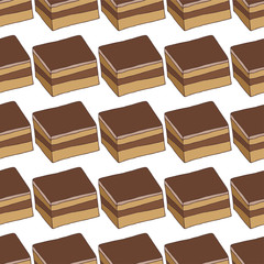 Seamless pattern with cake.Hand drawn vector illustration.