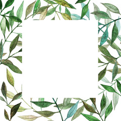 Green leaves, wallpaper, watercolor (2)