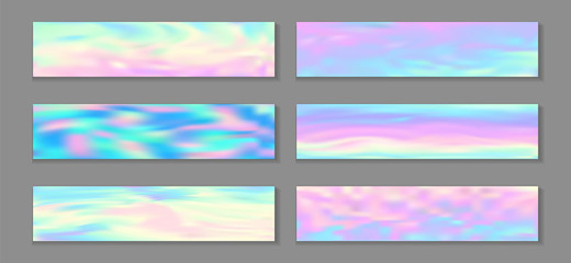 Neon holo creative flyer horizontal fluid gradient princess backgrounds vector collection. Fairy 