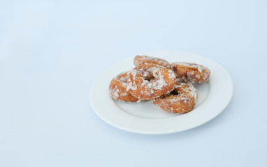 Sweet potato rings or Malaysian donuts isolated with white background