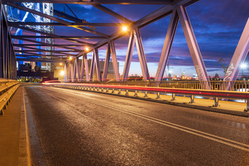 steel bridge at night.