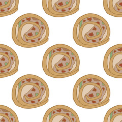 Seamless pattern with cake.Hand drawn vector illustration.