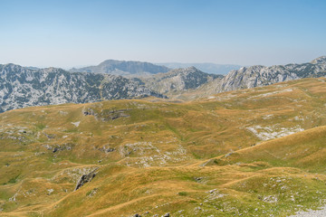 View of the durmitor national park in montenegro. On the trial of Prutas peak. 
