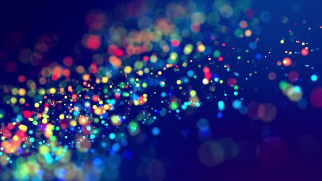 fantastic festive abstract background of glitter magic multicolor particles fly or float in viscous liquid and glow, amazing shining bokeh in 4k. Luma matte as alpha channel. 1