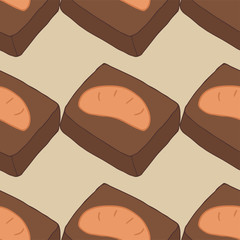 Seamless pattern with cake.Hand drawn vector illustration.