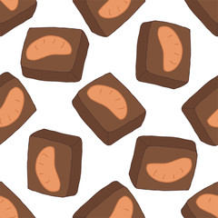 Seamless pattern with cake.Hand drawn vector illustration.