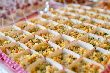 Closeup on a buffet during a party