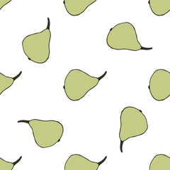 Seamless pattern with pears.Hand drawn vector
