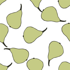 Seamless pattern with pears.Hand drawn vector