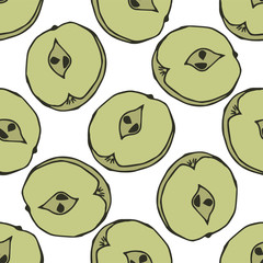 Seamless pattern with apples.Hand drawn vector