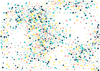 Festive color round confetti background. Abstract frame confetti texture for holiday, postcard, poster, website, carnivals, birthday and children's parties. Cover confetti mock-up. Wedding card layout