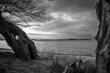 Fototapeta premium dark clouds gather over the Lübeck Bay on the Baltic Sea