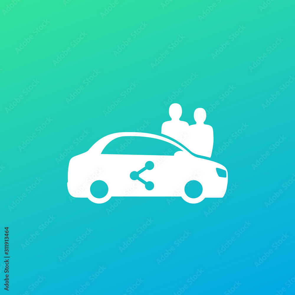 Poster carsharing icon with car and users