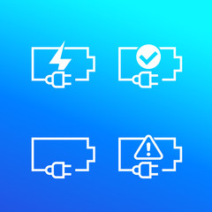 battery and electric plug vector icons