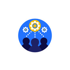 cooperation vector icon with gears and people