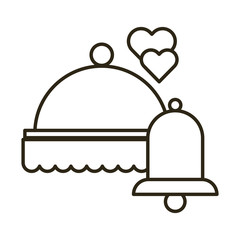 happy valentines day hearts with tray server and bell