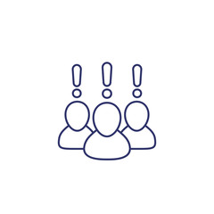 people with exclamation marks, line icon