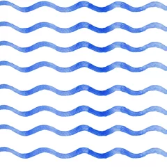 Tapeten Muster von Aquarellwellen auf weißem Hintergrund. Verwenden Sie für Einladungen, Geburtstage, Menüs. © Irina Anis