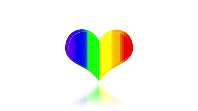 LGBT heart pattern on colorful background. Rainbow pride flag. 3d illustration
