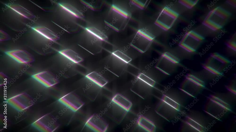 Poster abstract background with glowing cubes. geometric composition with abstract wavy effect. motion desi