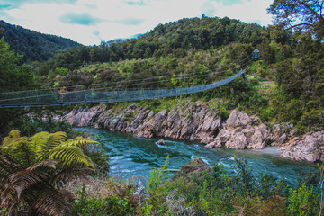 Swingbridge at Buller Gorge above Buller River, South Island, New Zealand
