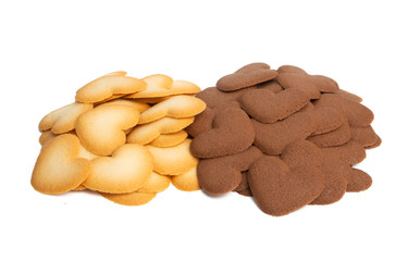butter cookie hearts isolated