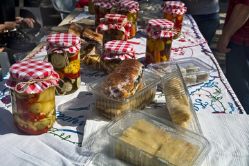 Vegetables and fruits in jars