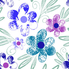 Stylized flowers seamless pattern. Vector background. - 311919294