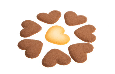 butter cookie hearts isolated