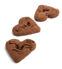 chocolate hearts cookies isolated