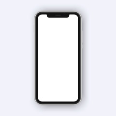 Frameless smartphone mock up isolated on white background