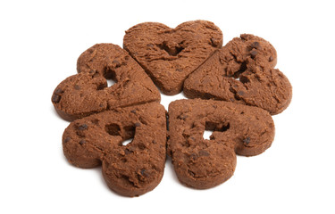 chocolate hearts cookies isolated