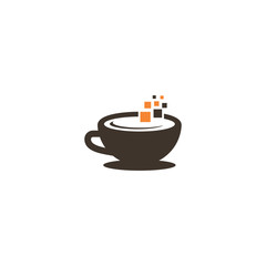 Coffe tech logo idea concept