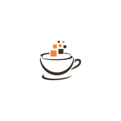 Coffe tech logo idea concept