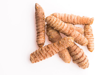 Turmeric whole tubers kurkuma, curcuma. Oriental spice