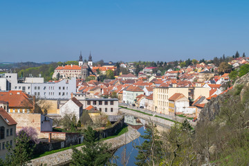 Fototapeta na wymiar Panorama over the city of Trebic in Czech Republic