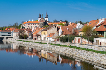 Jihlava River through the city of Trebic in Czech Republic
