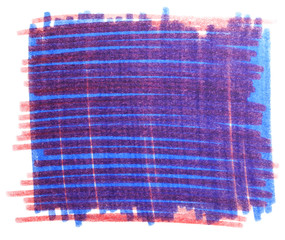 2 marker blue red texture on white background isolated.
