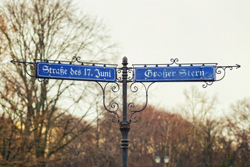Sign showing the Victory column, Berlin, Germany