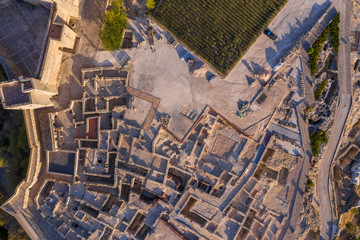 aerial view of the ancient fortress de la Mota near the town of Alcal&aacute; la Real