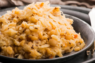Traditional polish peas with cabbage