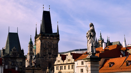 Naklejka premium View of the old town in Prague, mystic panorama