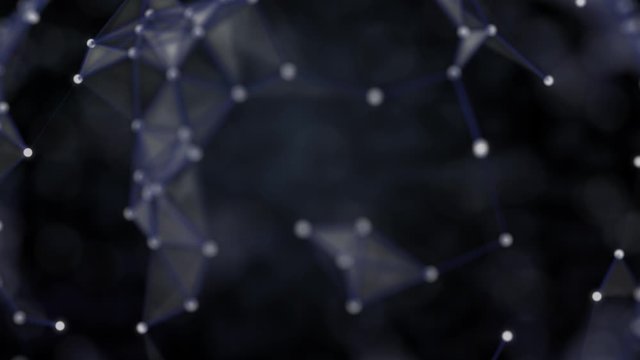 Blockchain network concept. Network of abstract elements with codified information inside.