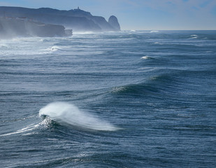 Big ocean wave braking in the coastline