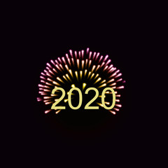 Sfondo 2020 con fuochi d'artificio colorati