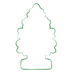 Christmas tree silhouette. Green tree hand drawn digital contour doodle  isolated illustration. Coloring symbol template.